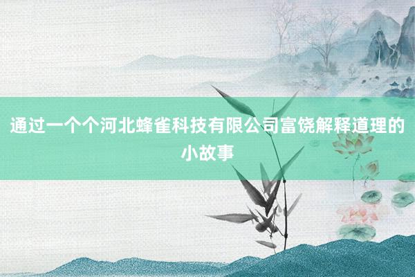 通过一个个河北蜂雀科技有限公司富饶解释道理的小故事